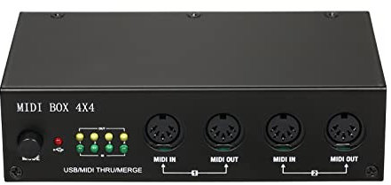 ERYUE Audio Converter UM4X4 USB MIDI Interface 4 in /4 Out 64 MIDI Chann4i/4o + Merge 2i4o MIDI Box 4X4