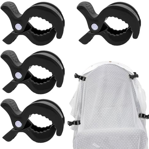 4 Stück Kinderwagen Klammern,Klammern Kinderwagen,Kinderwagen Clips,Klammern,Klammer,Universal,Clip Zur Befestigung Von Spielzeug,Für Kinderwagen,Liegestühle,Rollstühle (Schwarz)