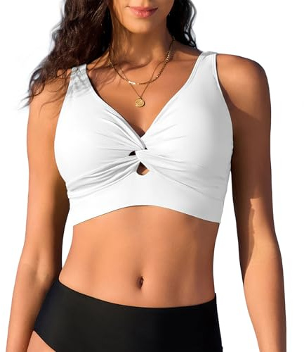 Zando Bikini Oberteil Damen Sportlich Twist Front Push Up Top Gepolstert Bustier Bademode