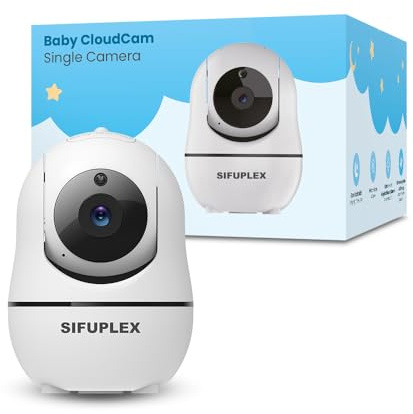 Sifuplex Zusatzkamera für Babyphone ohne WLAN, 720p HD, Single | Überwachungskamera innen, 360° Schwenk, 4-fach Zoom, Nachtsicht, Temperatur, Schlaflieder