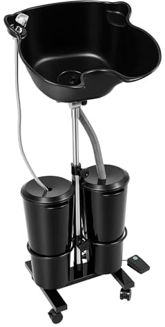 TONFEION Mobiles Waschbecken Friseur Haarwaschbecken, Rückwärtswaschbecken mit Wassertank und Brause, Mobil Waschplatz Kopfwaschbecken, Tragbare Haarwaschwanne für Bettlägerige Friseurläden