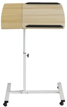 MEIZHITU Beistelltische Fürs Wohnzimmer Überbetttisch Mit Rädern Und Kippbaren Schreibtischplatten, Verstellbarer Rollender Laptoptisch, Überbett-Schreibtischtablett Zuhause Krankenhaus