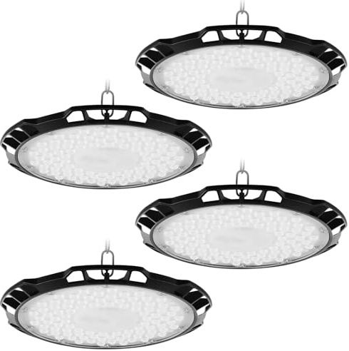 Hondony 4 Stück 800W LED Hallenstrahler, 80000 LM, 6500K Kaltweiß – Ultradünne Industriebeleuchtung mit IP65 Schutz für Werkstatt, Fabrik, Garage & Lager | Wasserdichte Hochregallampe