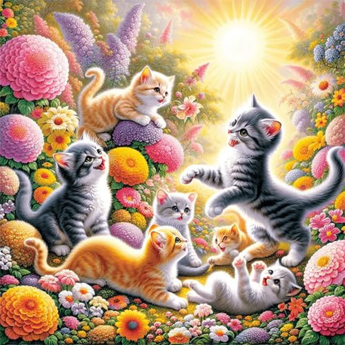 Jigsaw Puzzles 200 Pieces for Adults, Sweet Garden Kittens 200 Piece jigsaw puzzles for adults 11x11inch, Fun Educational Puzzle Games, Beautiful Decoration puzzle