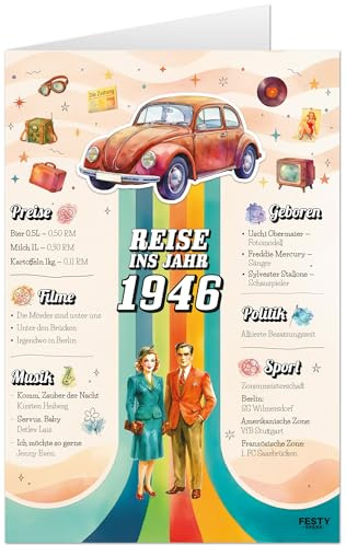 Karte 80. Geburtstag Mann, Geschenke für Frauen 80, Geburtstagskarte 1946 | Geschenk 80 Geburtstag Mann Karte 1946, Geburtstagskarte Frau 80 Geschenk Kollegin Geburtstag, Deko 80 Geburtstag