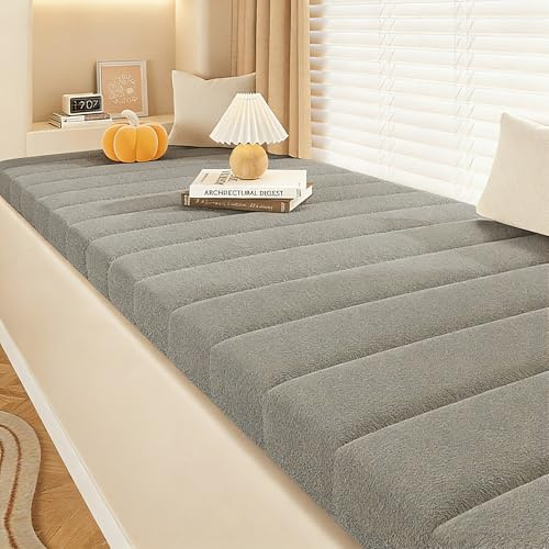 XZQYYY Bankauflage 80x35cm, 6cm Dick, Abnehmbares Bankkissen, Dunkelgrau | Rutschfeste Unterseite, Waschbares Sitzkissen Bank, Gartenbank Auflage, für Erkerfenster, Sofa, Innen- und Außenmöbel