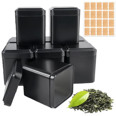 DGN 9 Pezzi Barattoli per Tè Sfuso, 7x7x8 cm Contenitore per Tè in Metallo, Barattolo per Conservare il Tè con Coperchio, Porta Tisane Sfuse in Latta per Caffè, Erbe Aromatiche, Spezie e Dolciumi | Barattolo per Conservare il Tè con Coperchio, Porta Tisane Sfuse in Latta per Caffè, Erbe Aromatiche, Spezie e Dolciumi