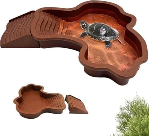 Bacino per tartaruga con rampa, abbeveratoio tartaruga Terrestre, 35 x 28,5 x 4,3 cm, piscina per tartarughe, rampa antideflante rimovibile, vasca doccia per terrazza, per tartarughe, lucertole