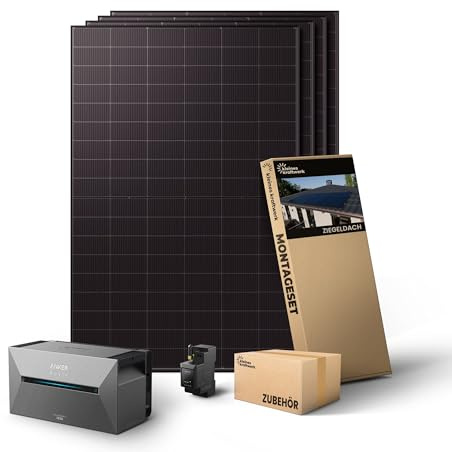 Kleines Kraftwerk 2000W Balkonkraftwerk mit Speicher Anker Solarbank 2 Pro | Ziegeldach Halterung | Solaranlage mit Speicher 800W komplett Steckdose | Balkon Kraftwerk Komplettset|4x 500Wp Solarmodule