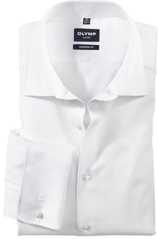 OLYMP Luxor modern fit Hemd Langarm mit New Kent Kragen Popeline weiß Größe 44