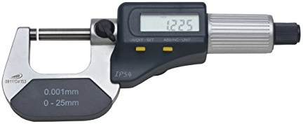 Helios Preisser Digitale Bügelmessschraube (IP54, mm / inch Umschaltung, Kunststoffetui, Messbereich 0 – 25 mm) 0912 501