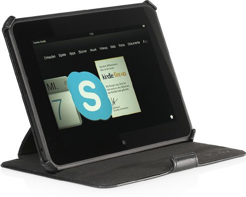 STILGUT UltraSlim Case V2, Tasche mit Stand- und Präsentationsfunktion für Amazon Kindle Fire HD, schwarz