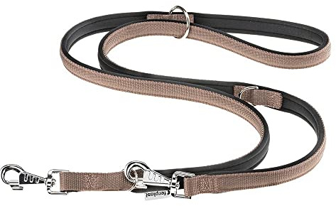 Ferplast Daytona GA Guinzaglio per Cani da Addestramento Extraresistente - 3 Lunghezze Regolabile - Morbida Impugnatura Imbottita - Antiabrasione - Design Italiano - 200 x 2 cm, Marrone