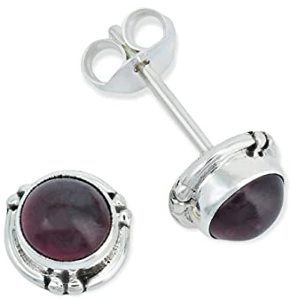 Ohrstecker 925 Silber Granat roter Stein Edelstein Ohrringe echt Silber Damen Sterling Silber Stecker Geschenk(MOS-027-02)