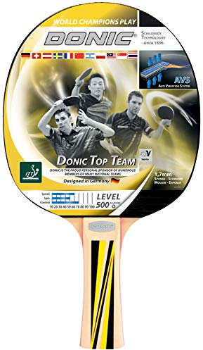 Donic-Schildkröt Tischtennisschläger Top Team 500, AVS-Griff, 1,7mm Schwamm, Donic 1-Stern - ITTF Belag, 725051