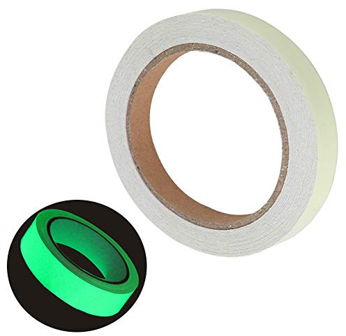 QitinDasen Premium 10m X 1cm Grünes Fluoreszierendes Klebeband, Leuchtendes Klebeband, Phosphor Klebeband, Nachleuchtend Markierungsband, Selbstklebend Warnklebeband, Glow in The Dark