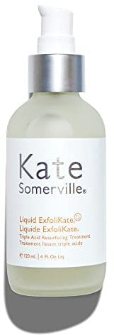 Kate Somerville Liquid ExfoliKate - Triple Acid Resurfacing Treatment - Clinically Formulated AHA Overnight Facial Exfoliator Smooths Skin and Minimizes Poren, 4 Fl Oz