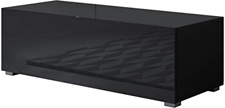 MB Muebles Bonitos | Fernsehtisch mit Füssen 2cm Modell Luke H1 | Länge 100 cm x Tiefe 40 cm x Höhe 32 cm | Glänzende Ausführung | Schwarz