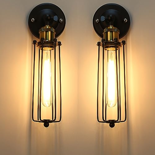 2PC E27 Retro Wandleuchte Cage E27 Wandlampe Industrielampe Vintage Loft Entwurf Art Lampe LED Wandbeleuchtung Hängeleuchte Käfiglampe