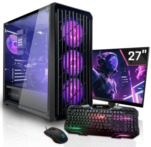 SYSTEMTREFF Basic Gaming Komplett PC Set AMD Ryzen 5 5600 6x4.4GHz | Nvidia RTX 3050 6GB | 512GB M.2 NVMe + 1TB HDD | 16GB DDR4 RAM | 27 TFT Monitor | Desktop Paket Computer für Gamer, Gaming
