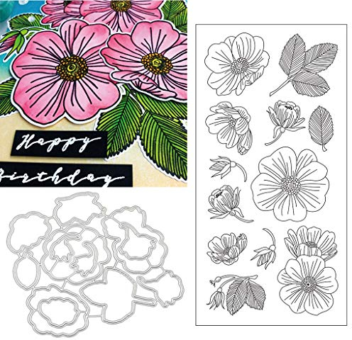 1 Satz Blüte Blumen DIY Stanzschablonen Und Stempel Scrapbooking Stanzmaschine Schablonen Stanzformen Für Cuttle Bug Und Andere Embossing Machine