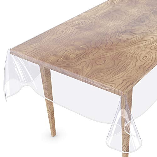 Tischdecke Transparent abwaschbar Durchsichtig Folie mit Saum in Weiß 280x140cm 0,5mm