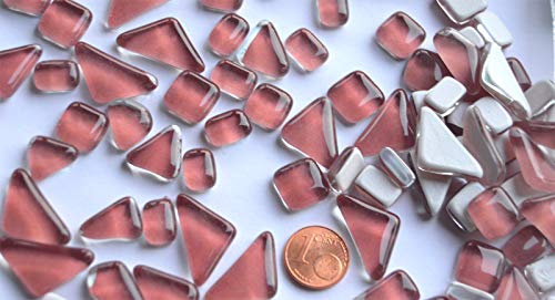 200g Soft Glas-Mosaiksteine unregelmäßig (Polygonal) glänzend, nicht lichtdurchlässig (Rosa)