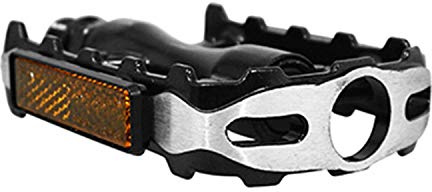 NEWTON Pedale MTB Kugellager wasserdicht Premium Körper Aluminium schwarz Käfig Alu Silber schwarz 9 – 16 Zoll (1 Paar)