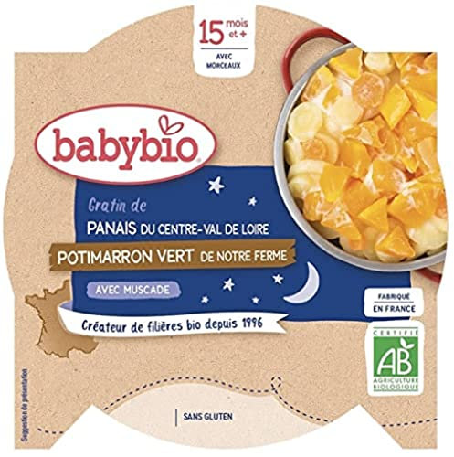 Babybio - Bonne Nuit - Assiette Gratin de Panais Potimarron du Val de Loire - 15 Mois et + , BIO - 260 g