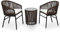 Tidyard 3 teilige Garten Sitzgruppe Balkonmöbel Rattan Set für 2 Personen Balkonset Gartenmöbel Set Sitzgarnitur Gartengarnitur Gartenstuhl für Garten Balkon Terrasse, Braun