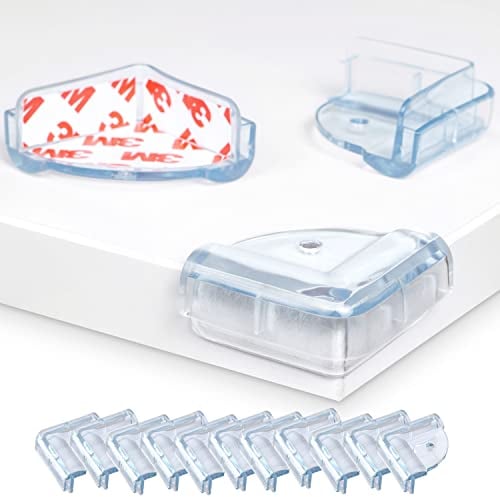 Protecteur d'angle de Table, Lot de 12, Transparent, Forme carré, Protecteurs des Bords, Protection d'angle Parfait pour Les Coins de Meubles, Doté d’Un adhésif spécial, Antichoc tête, Corner Guard