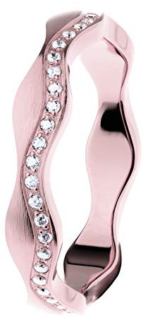 Ernstes Design Evia Ring R573 Edelstahl rosé beschichtet matt 4mm mit Zirkonia (58 (18.5))