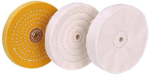 YRO 3-Piece 6-Inch Mirror Polishing Wheel Set Cotton Wheel for Bench Grinder Tools with 1/2 Inch Arbor Hole