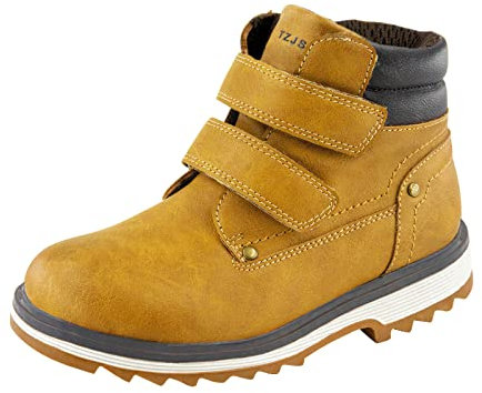TZJS Unisex Kinder Klassische Stiefel für Jungen Mädchen Baby Winterstiefel Mit Klettverschluss Wasserdicht Stiefeletten Schneestiefel Arbeitsstiefel Herbstschuhe Winterschuhe(Kamel, numeric_26)
