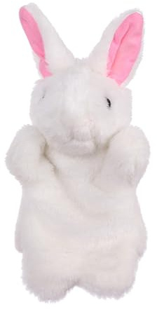 Tomaibaby White Rabbit Hand Puppet, Cute Plush Bunny Puppet Toy, Finger Puppets for Toddlers Role Play Nursery Rhyme Puppets Easter Party Favors