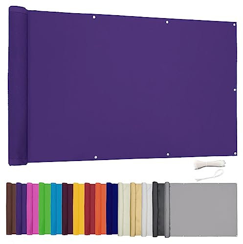 Lingle888 Balkon Sichtschutz PB2 PES blickdichte Balkonumspannung mit Ösen und Kabelbinder 8 Tage geliefert - in div.20 Größen & 14 Farben 420D(Lila,1.1x8m)