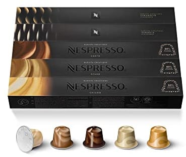 Nespresso Original - Bundle Barista Creations 50 Capsules - 10x Chiaro, 10x Scuro, 10x Corto, 10x Vaniglia, 10x Caramello