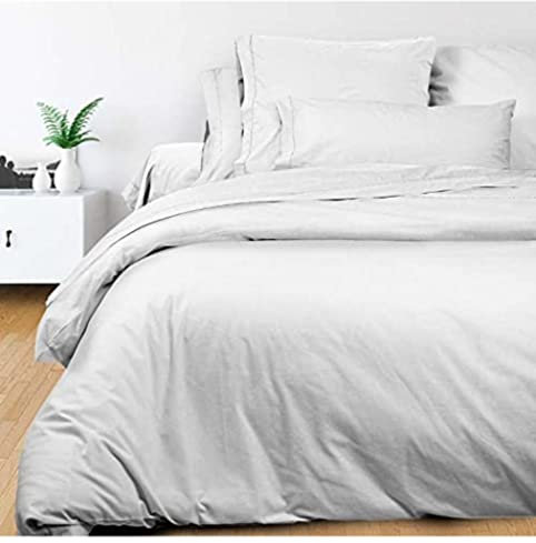 Soleil d'ocre, Percale Housse de Couette, Coton, Blanc, 220x240 cm