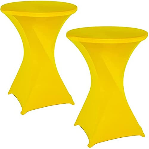 Highdi Stretch Stehtischhusse, Stehtisch Hussen Ø 60 / Ø 80 cm, Verstärkung im Fußbereich und Viele Farben Waschbar für Runden Tisch Hochzeit Bankett Tischdekoration (Gelb, 80x110cm)