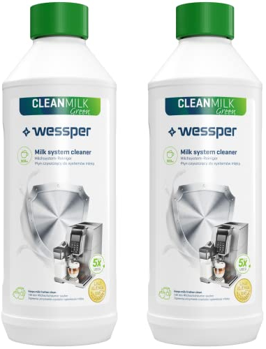 Wessper GreenMax Milk System Cleaner for Coffee Espresso Machines, 2 x 500 ml, Milk system cleaner, Compatible with Tassimo Bosch Senseo Dolce Gusto Philips maschines