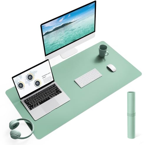 YSAGi Non-Slip Desk Mat, Waterproof Large Mouse Pad 90x43 cm Light Green | Protects From Scratches, Stains, Spills, Ultra-Thin for Precise Mouse & Writing, Easy-Clean for Office, Home, Decor