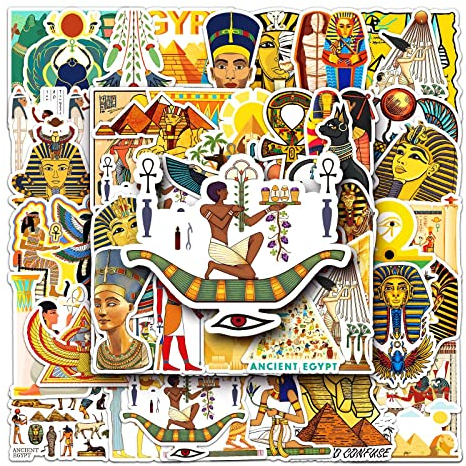 LYLSDSB Egypt Sticker 50 Stück Vinyl Wasserdicht Graffiti Aufkleber für Laptop Skateboard Wasserflasche iPhone Handy Computer Auto Fahrrad Motorrad Gepäck