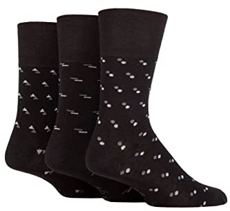 Gentle Grip Mens Striped Plain and Patterned Soft Breathable Bamboo Socks in Mulitpack of 3 Assorted Colours Sizes 6-11