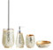 BM 6202 Set di Accessori da Bagno in Resina di Colore Oro Dorato Gold, Set Accessori Bagno Completo 4 Pezzi, Dispenser, Portaspazzolino, Portasapone e Portascopino