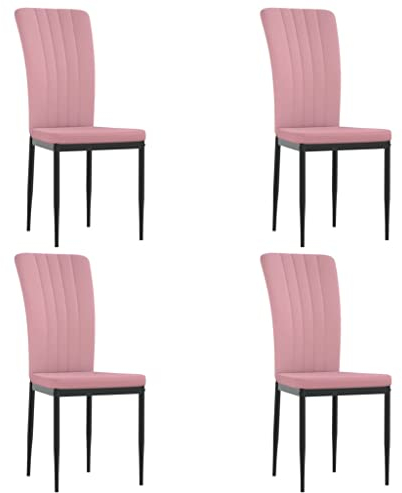 vidaXL 4X Sillas de Comedor Restaurante Asientos con Respaldo para Cena Muebles Juego Set de Restaurante Sillas de Acento Terciopelo Rosa