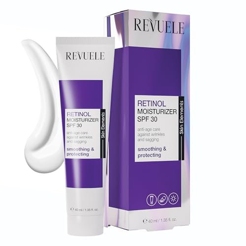 REVUELE Retinol Moisturizer SPF 30 - Anti Aging Feuchtigkeitscreme mit Retinol und Vitamin C gegen Falten, fahle Haut und feine Linien, Straffend und Schützend - 40 ml