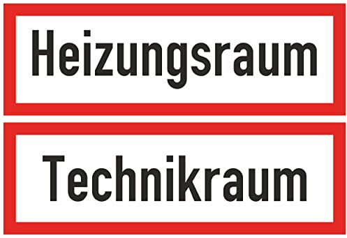 Daged 2 x Heizungsraum Technikraum Grösse 19 x 6 cm Türetiketten Haustechnik Hinweiszeichen Sicherheitszeichen Sticker T-30