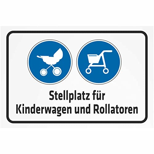 INDIGOS UG - Aluverbundplatte Schilder 3mm - Sicherheit - Stellplatz für Kinderwagen und Rollatoren - 200x150 mm - Hotel, Firma, Schutz, KITA, Arzt, Praxis, Wohnung