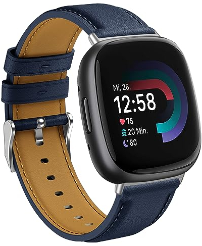 Hatolove Kompatibel Mit Fitbit Versa 4/3, Sense/Sense 2 Armband - Weiches Leder für Herren und Damen