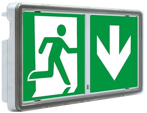 Tubconcept Evacuation Panneau d'évacuation Aluminium Rouge LED IP65/IP44 IK08 136 lm - Sortie, Montage mural, Industriel, Paysage, Avertissement, Sortie, One Size, 1 unité